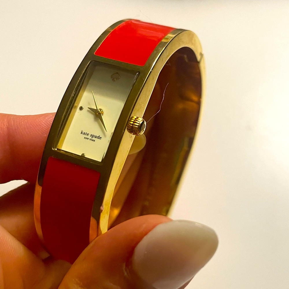 Kate Spade ♠️ Red Bangle Watch Great Condition WORKS